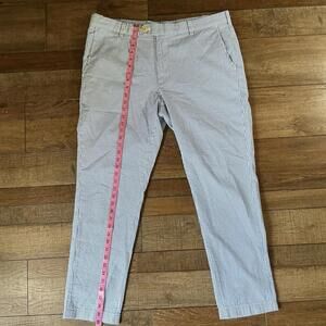 Brooks Brothers Milano Fit Seersucker Pants Men's 38x30 Blue White Stripe #15629